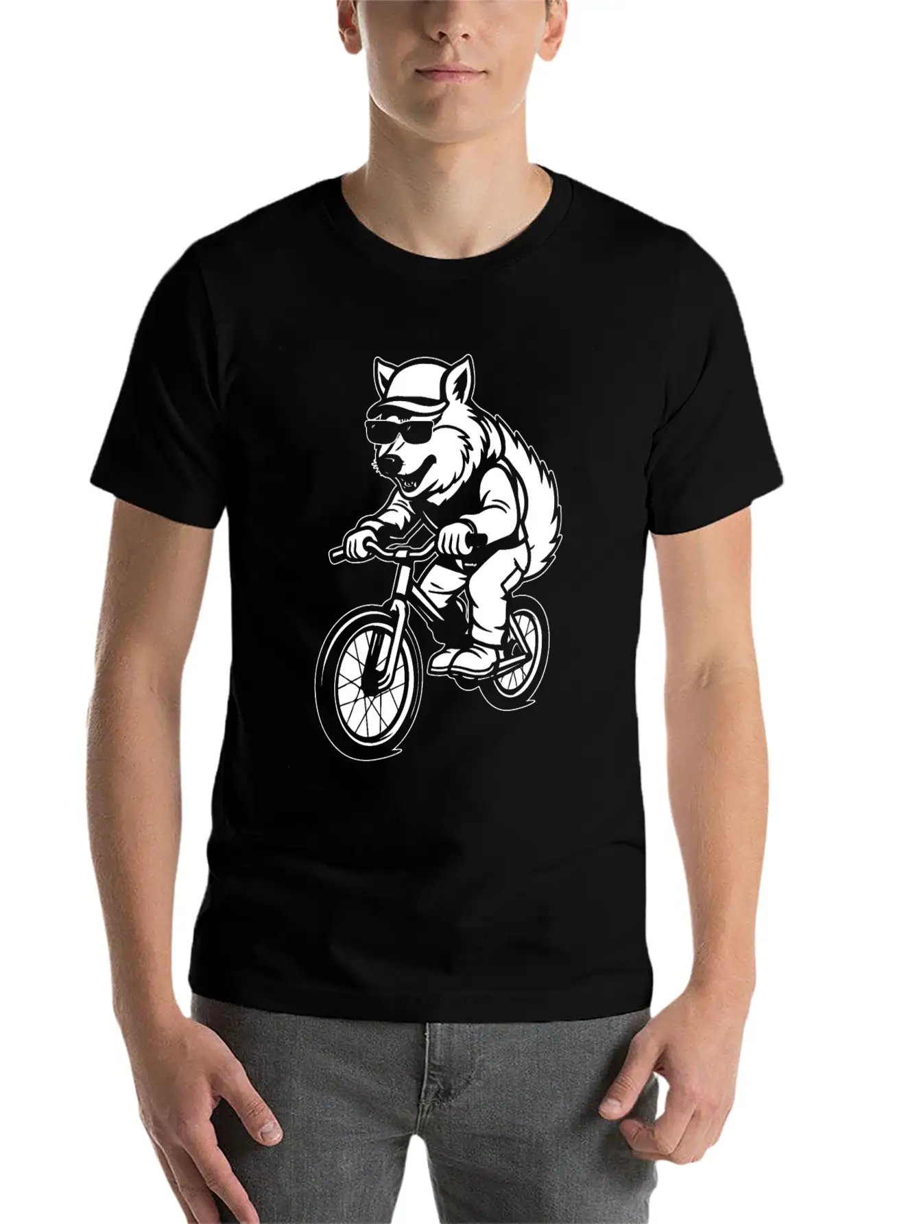 Wolf Cycling Unisex Short Sleeve Soft Cotton T-Shirt – Casual Everyday Wear