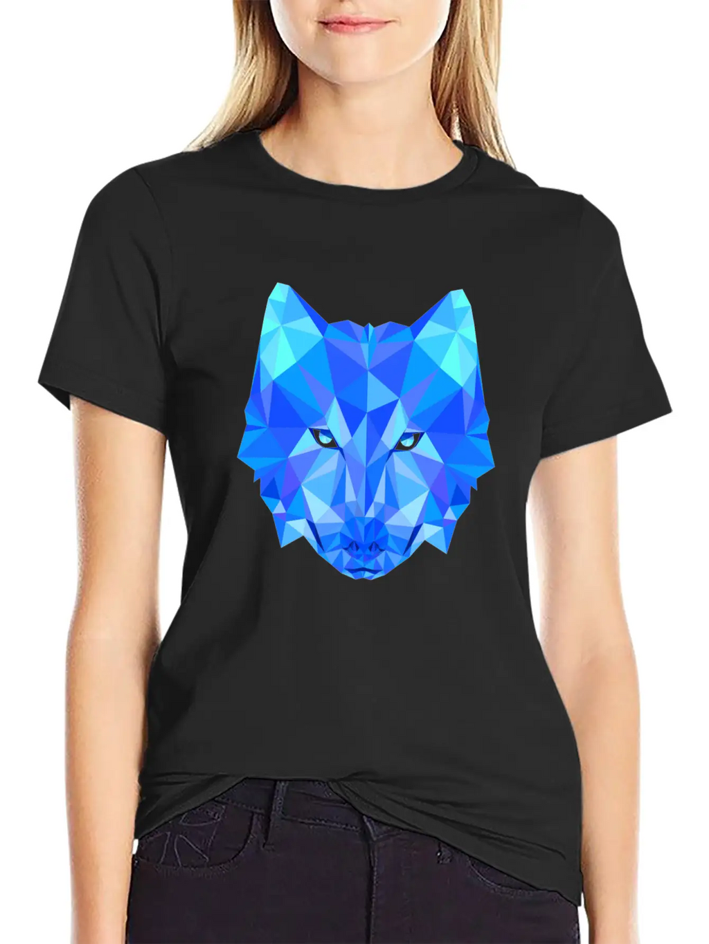 Wolf Dog Shepherd In Geometric Polygons Breathable Soft Cotton T-Shirt – Timeless Casual Look