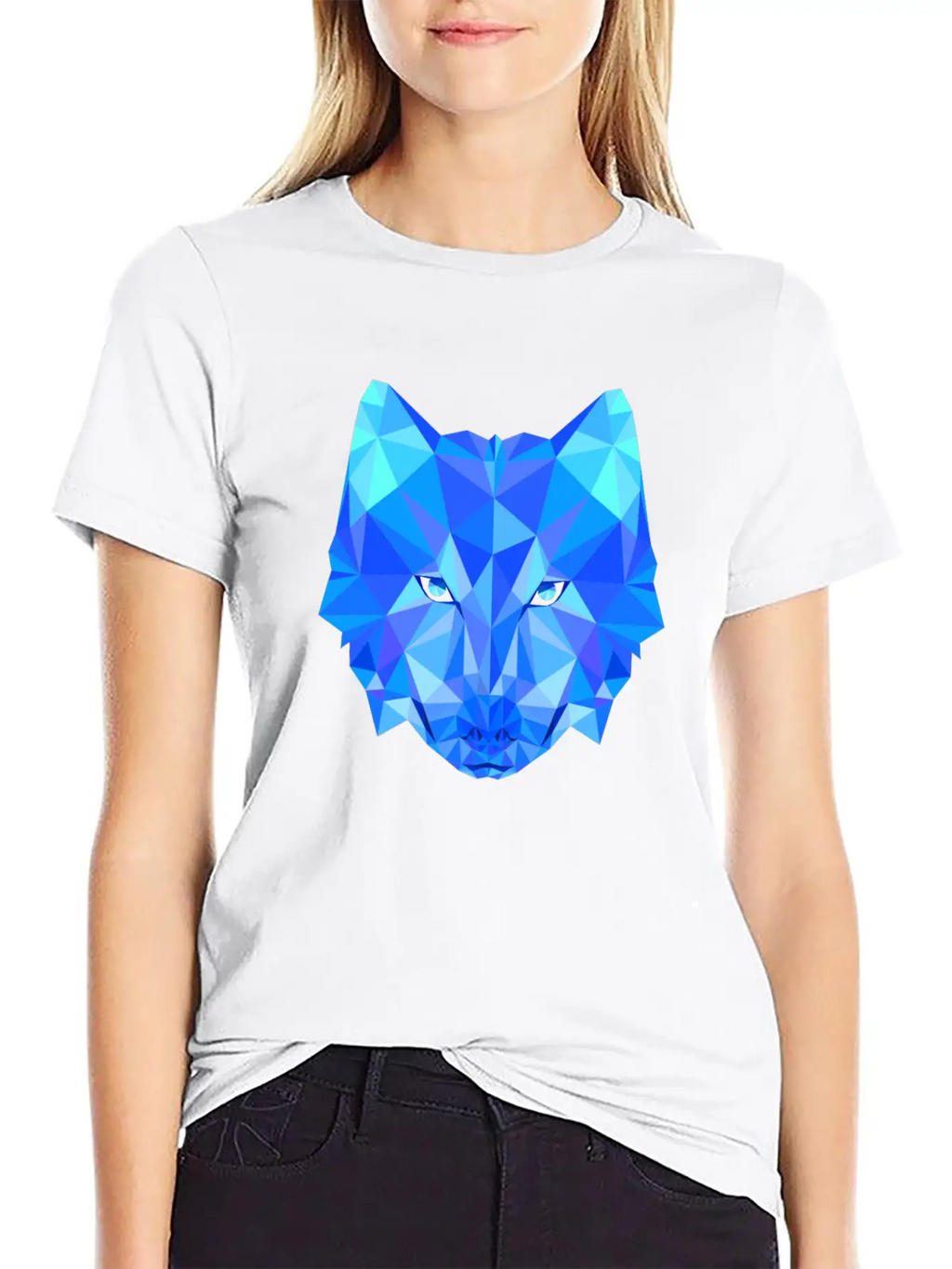 Wolf Dog Shepherd In Geometric Polygons Breathable Soft Cotton T-Shirt – Timeless Casual Look