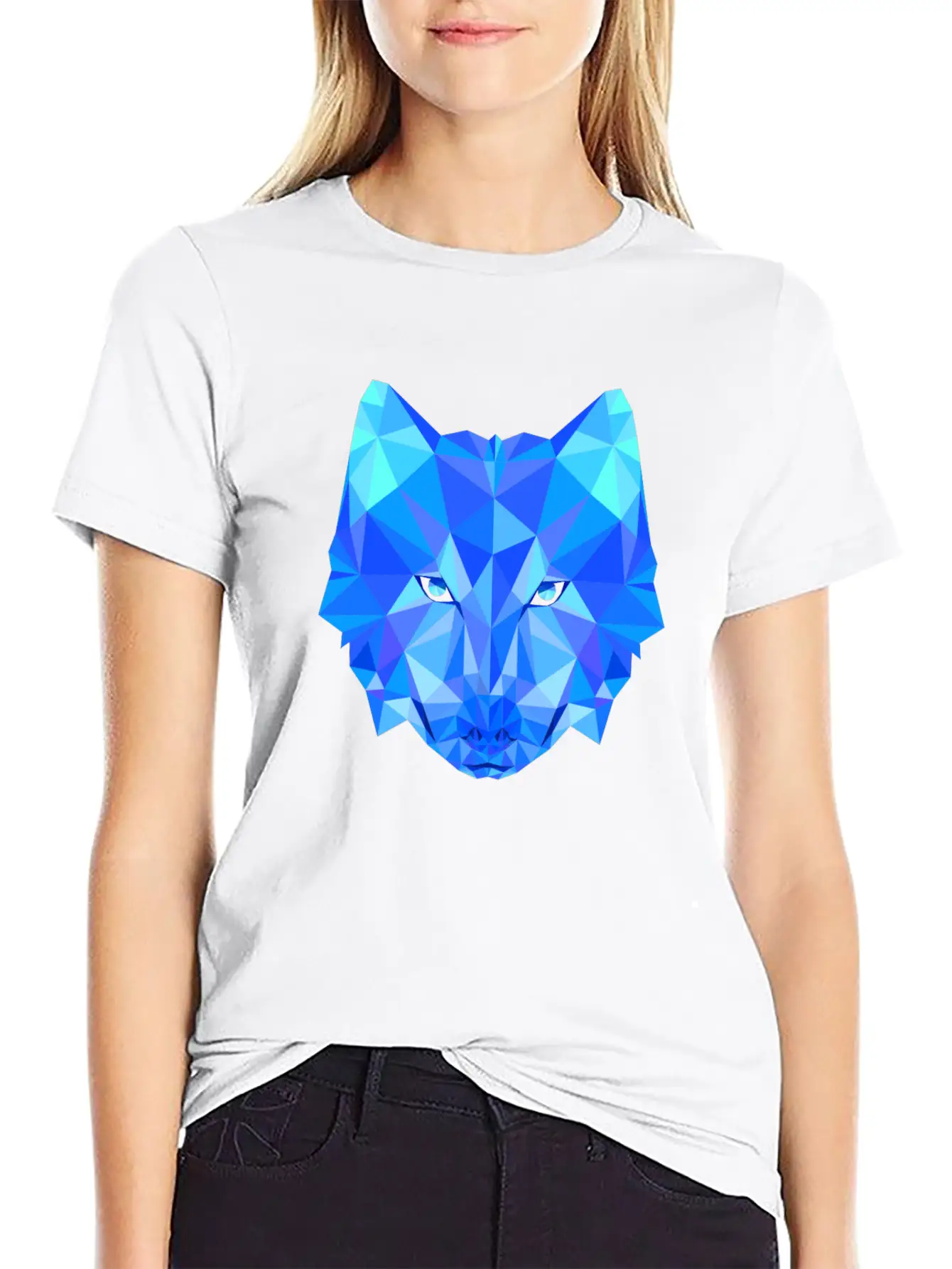 Wolf Dog Shepherd In Geometric Polygons Breathable Soft Cotton T-Shirt – Timeless Casual Look