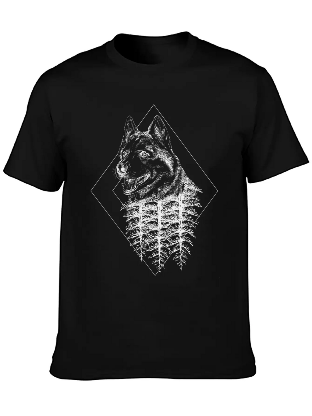 Wolf Forest Triangle Geometry Casual Graphic T-Shirt – Simple And Comfortable Daily Wear