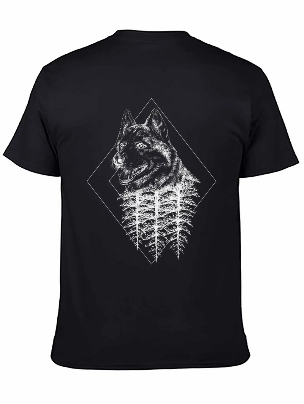 Wolf Forest Triangle Geometry Casual Graphic T-Shirt – Simple And Comfortable Daily Wear