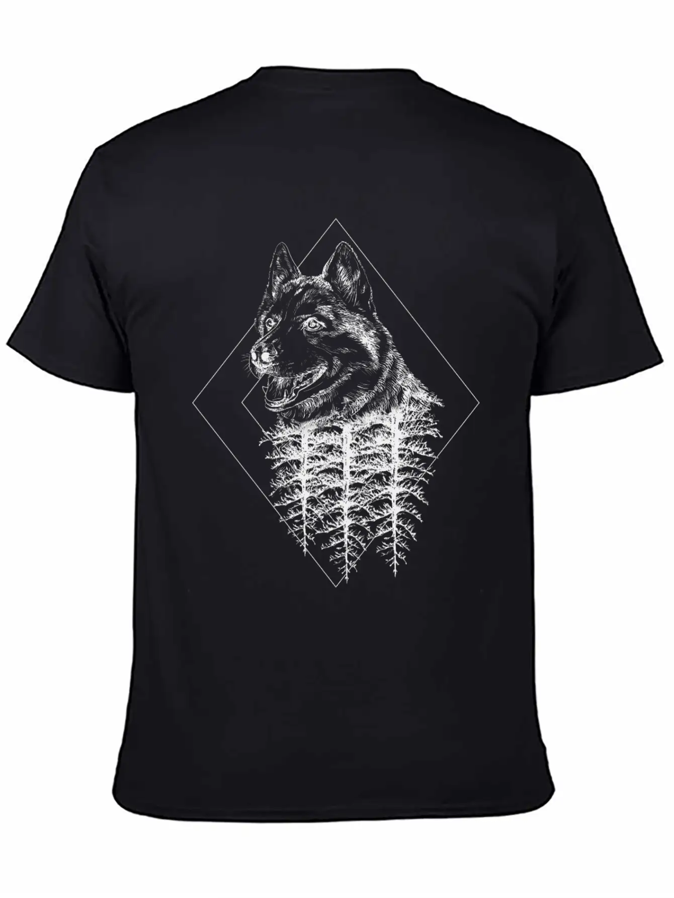 Wolf Forest Triangle Geometry Casual Graphic T-Shirt – Simple And Comfortable Daily Wear