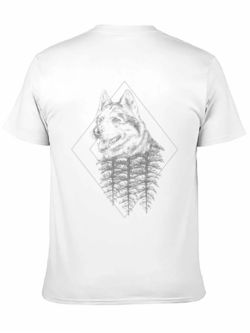 Wolf Forest Triangle Geometry Casual Graphic T-Shirt – Simple And Comfortable Daily Wear