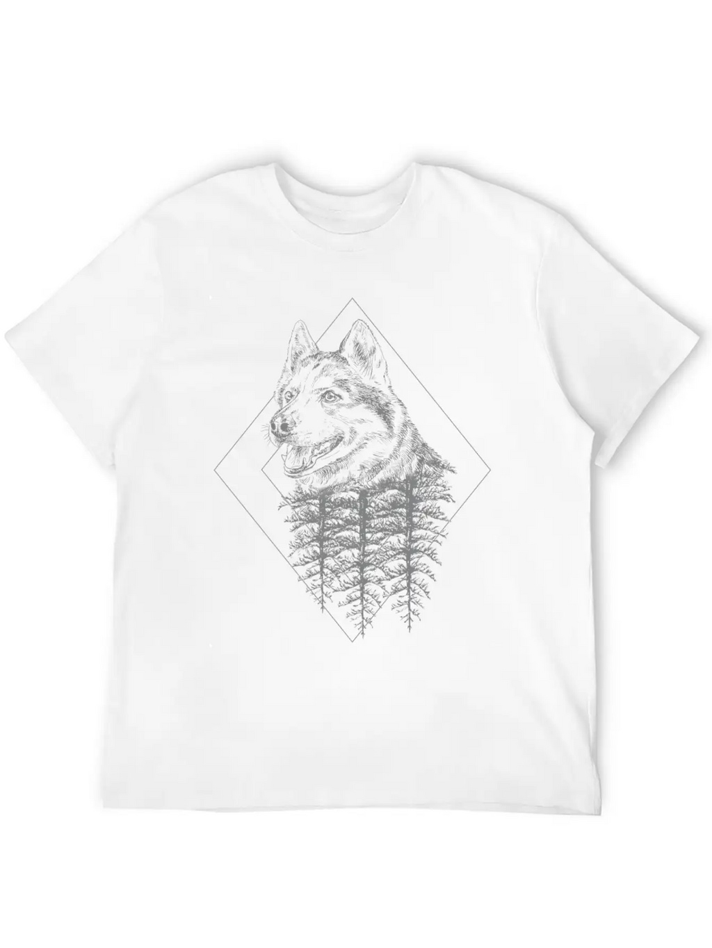 Wolf Forest Triangle Geometry Casual Graphic T-Shirt – Simple And Comfortable Daily Wear