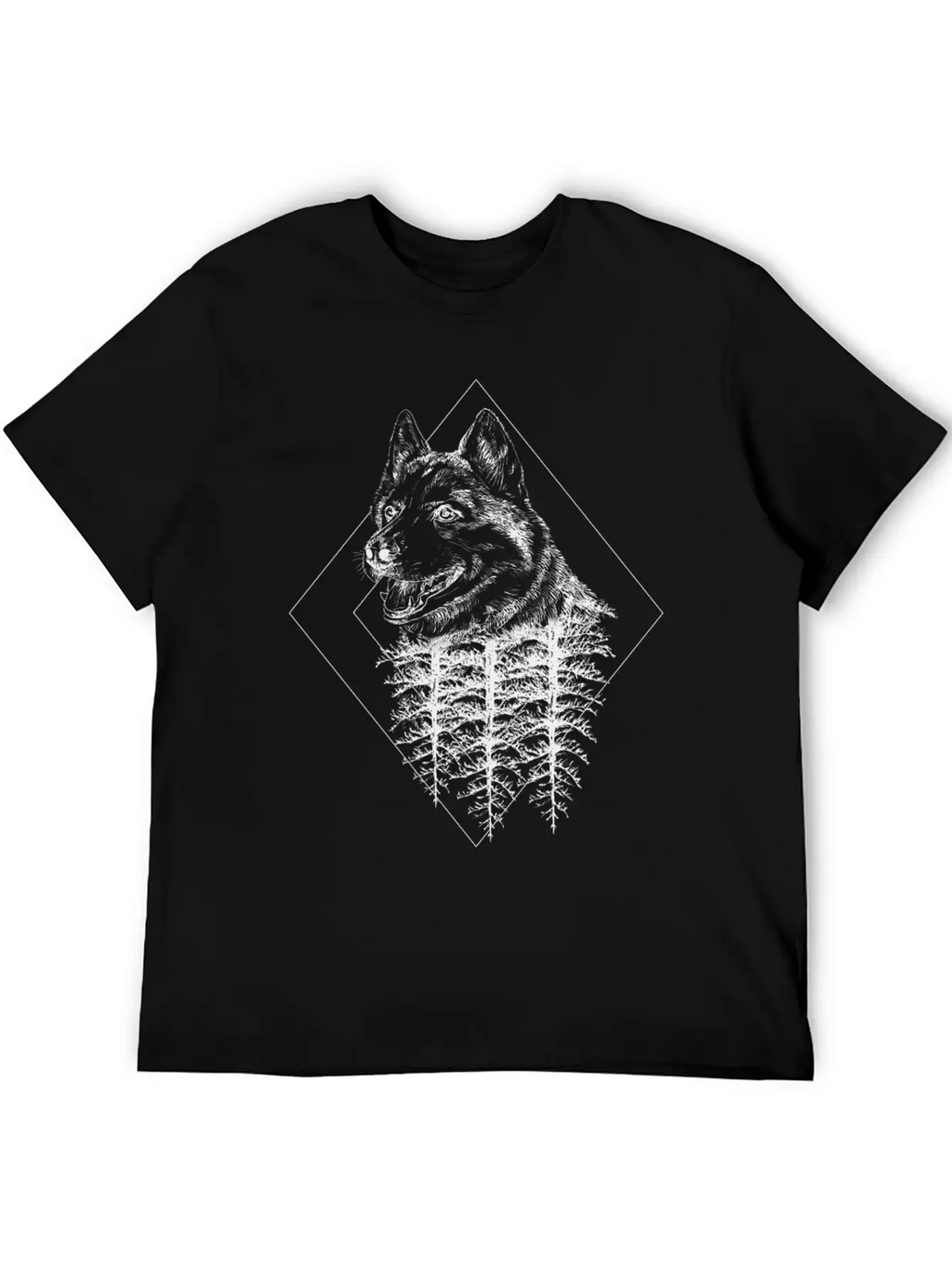 Wolf Forest Triangle Geometry Casual Graphic T-Shirt – Simple And Comfortable Daily Wear
