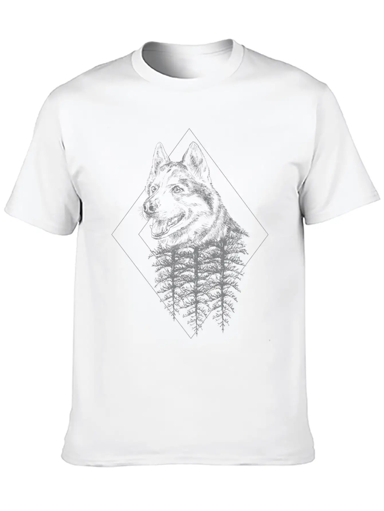 Wolf Forest Triangle Geometry Casual Graphic T-Shirt – Simple And Comfortable Daily Wear