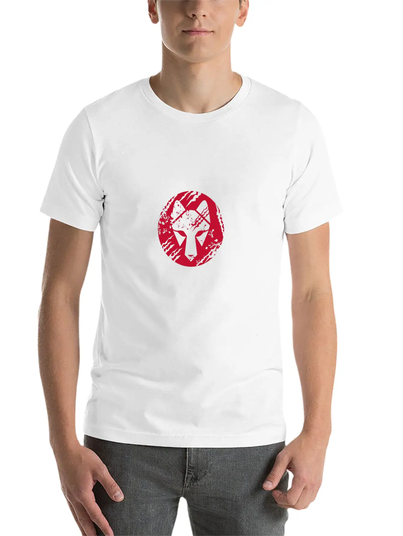 Wolf Head Circle Retro Essential Cotton Tee For Daily Outfits – Unisex Style