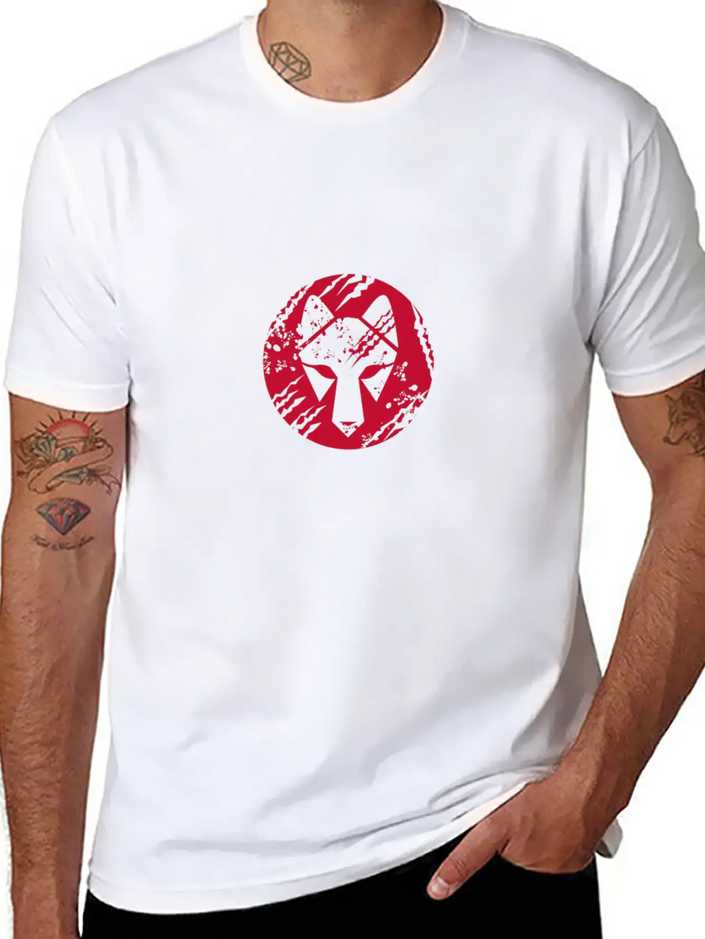 Wolf Head Circle Retro Unisex Casual T-Shirt – Clean Design For Daily Comfort