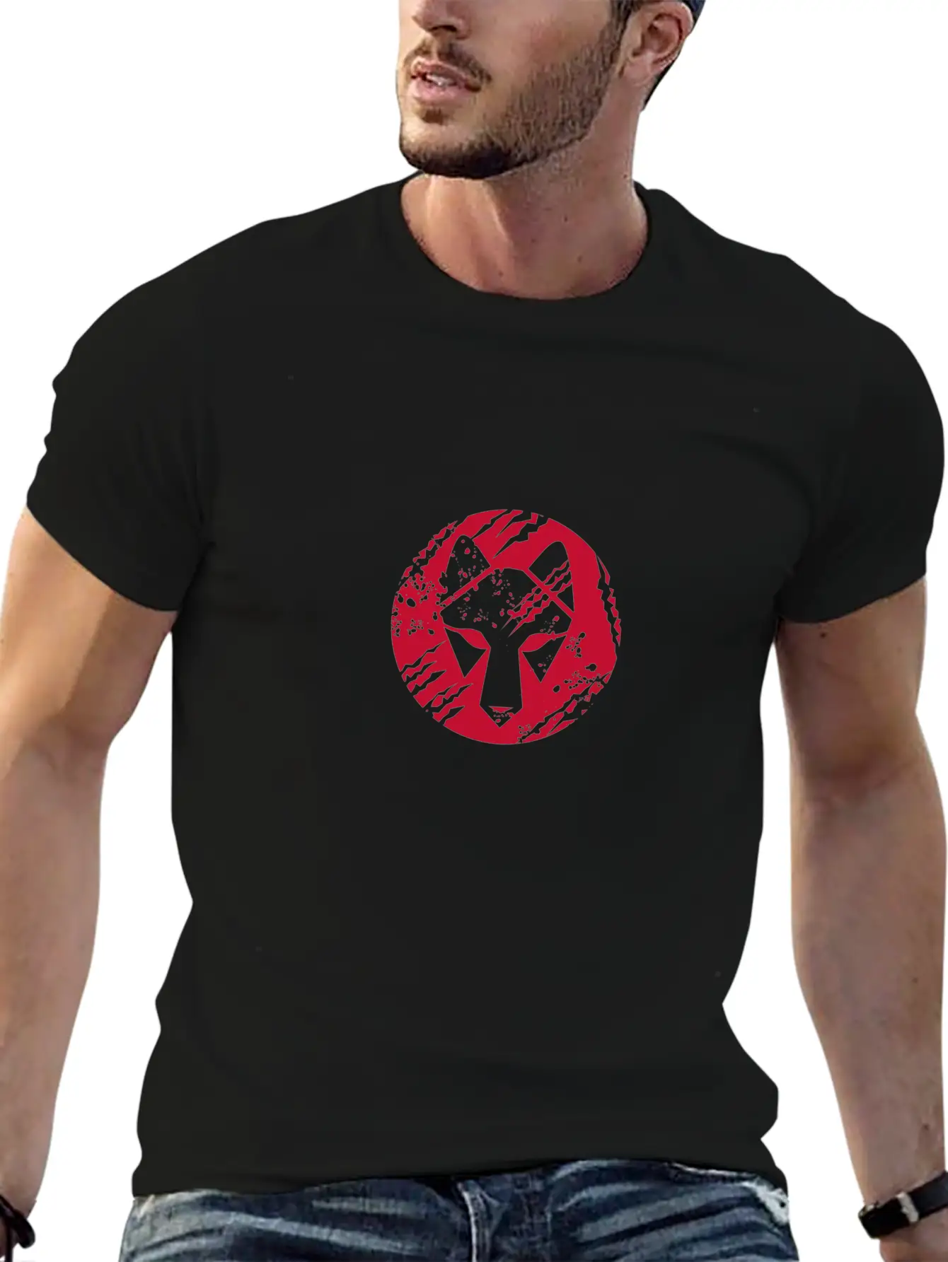Wolf Head Circle Retro Unisex Casual T-Shirt – Clean Design For Daily Comfort