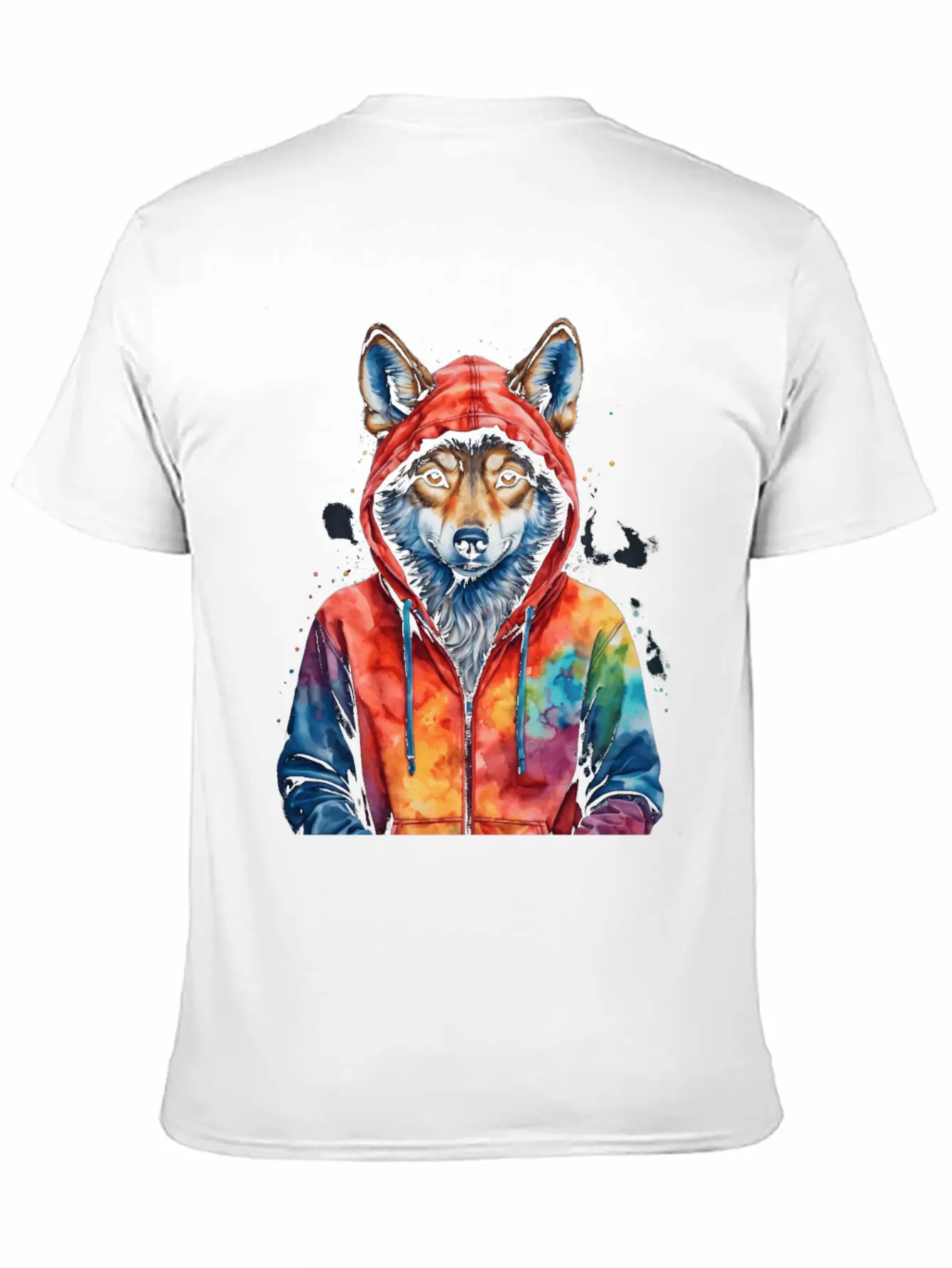 Wolf Hoodie Colorful Funny Animal Graphic Stylish Everyday T-Shirt – Unisex Basic Cotton Tee