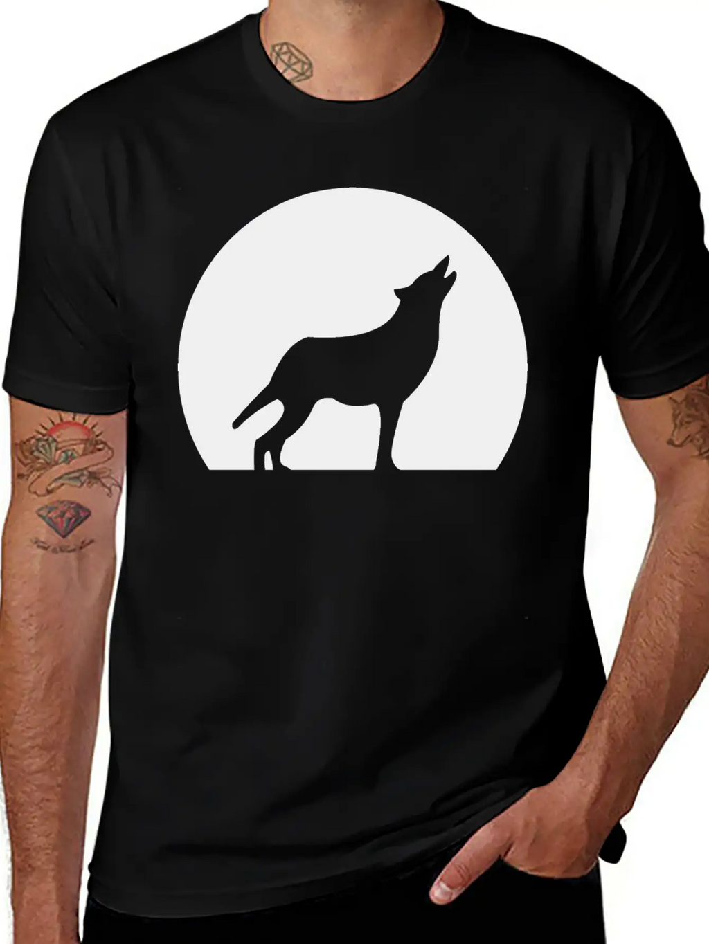 Wolf Howling At Moon Unisex Casual T-Shirt – Clean Design For Daily Comfort
