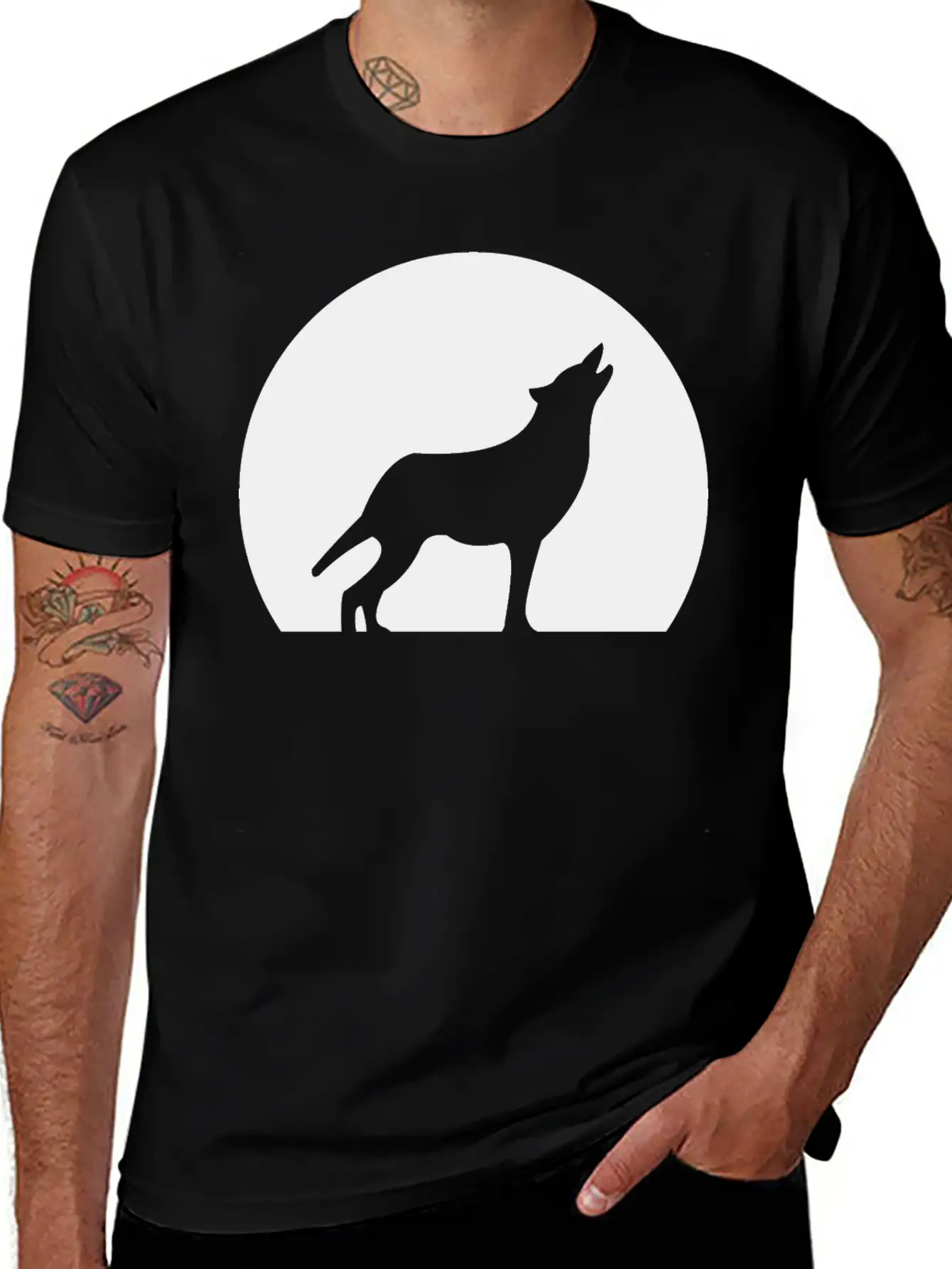 Wolf Howling At Moon Unisex Casual T-Shirt – Clean Design For Daily Comfort