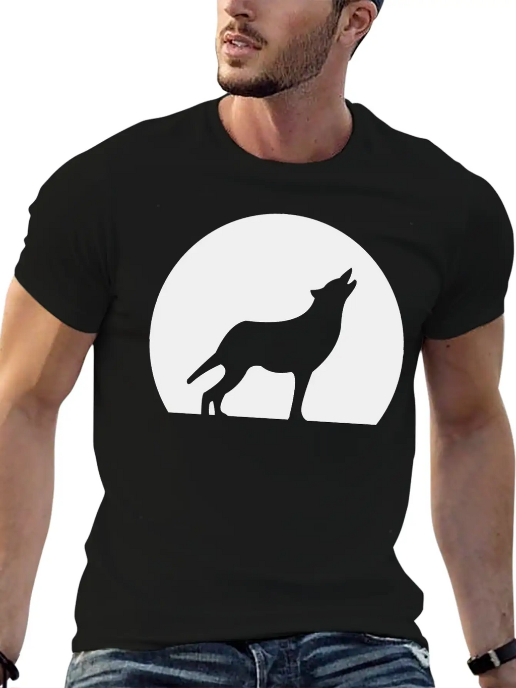 Wolf Howling At Moon Unisex Casual T-Shirt – Clean Design For Daily Comfort