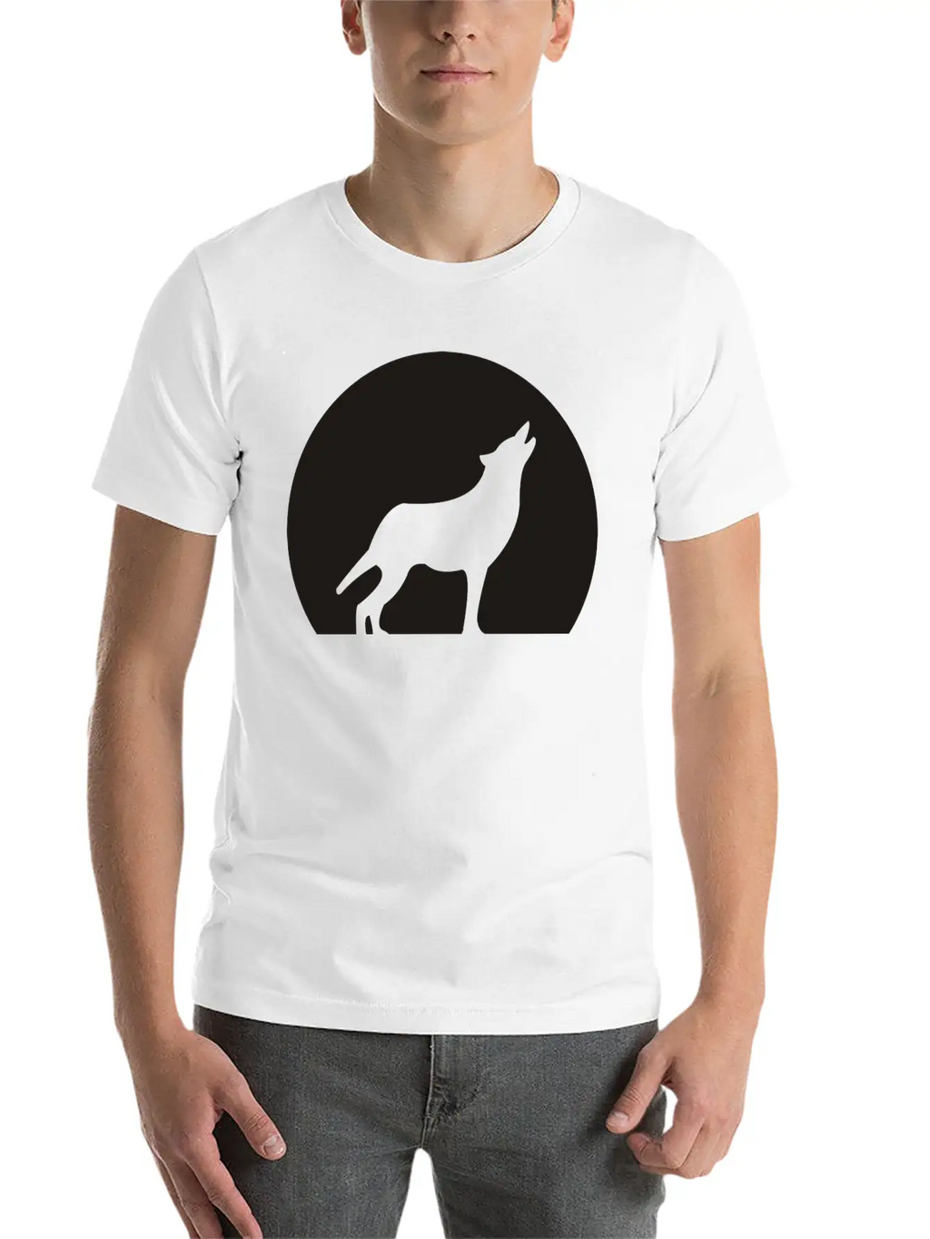 Wolf Howling At Moon Unisex Casual T-Shirt – Clean Design For Daily Comfort
