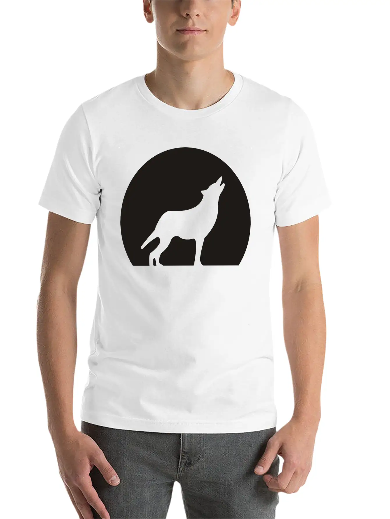 Wolf Howling At Moon Unisex Casual T-Shirt – Clean Design For Daily Comfort