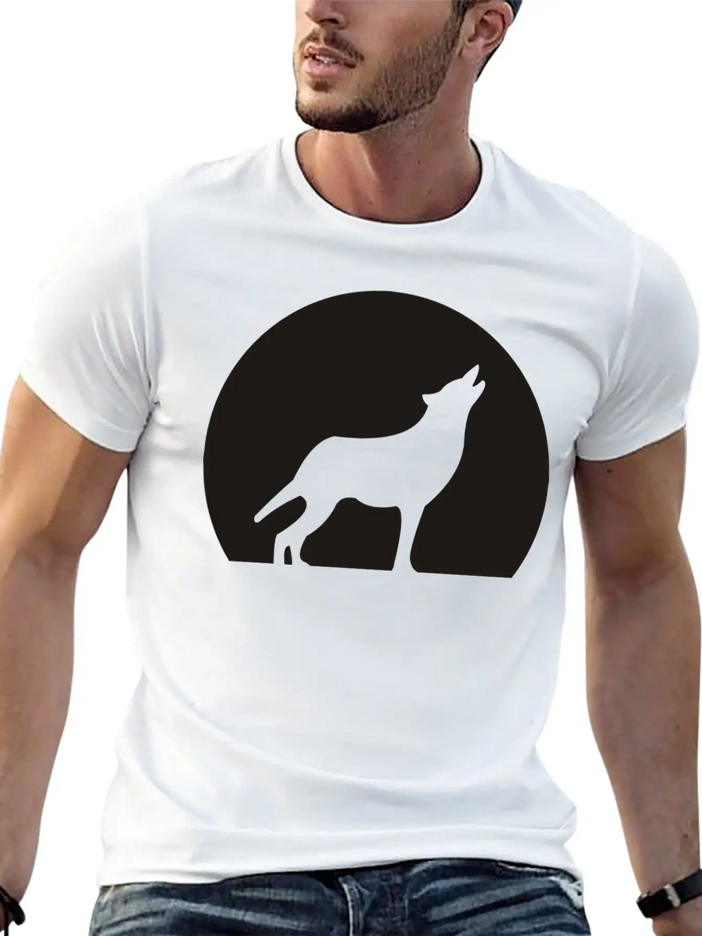 Wolf Howling At Moon Unisex Casual T-Shirt – Clean Design For Daily Comfort