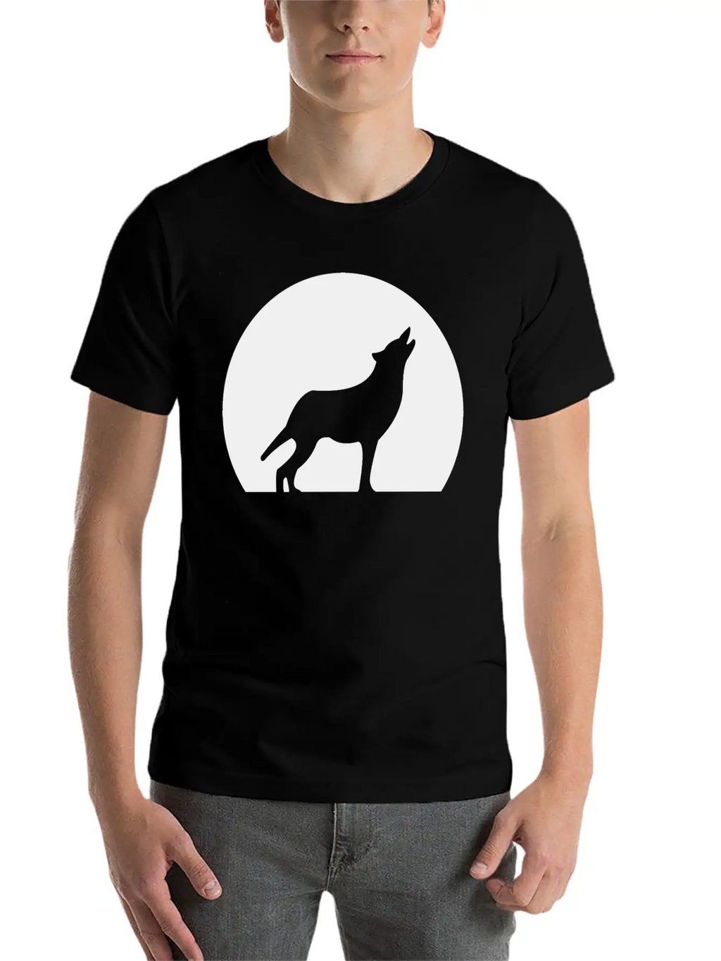 Wolf Howling At Moon Unisex Casual T-Shirt – Clean Design For Daily Comfort