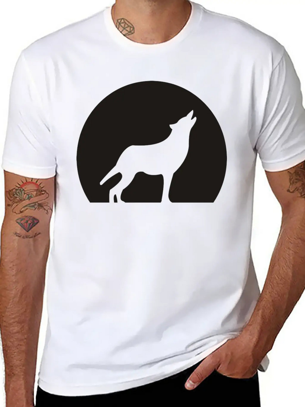 Wolf Howling At Moon Unisex Casual T-Shirt – Clean Design For Daily Comfort