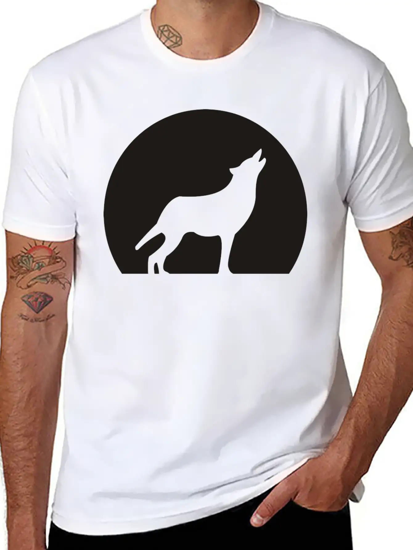Wolf Howling At Moon Unisex Casual T-Shirt – Clean Design For Daily Comfort