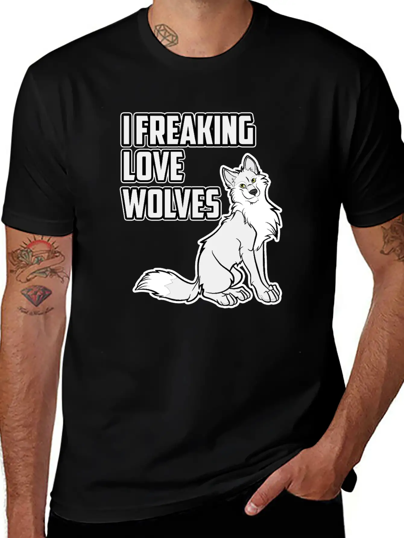 Wolf I Freaking Love Wolves Heart Women Men Kids Unisex Casual T-Shirt – Clean Design For Daily Comfort