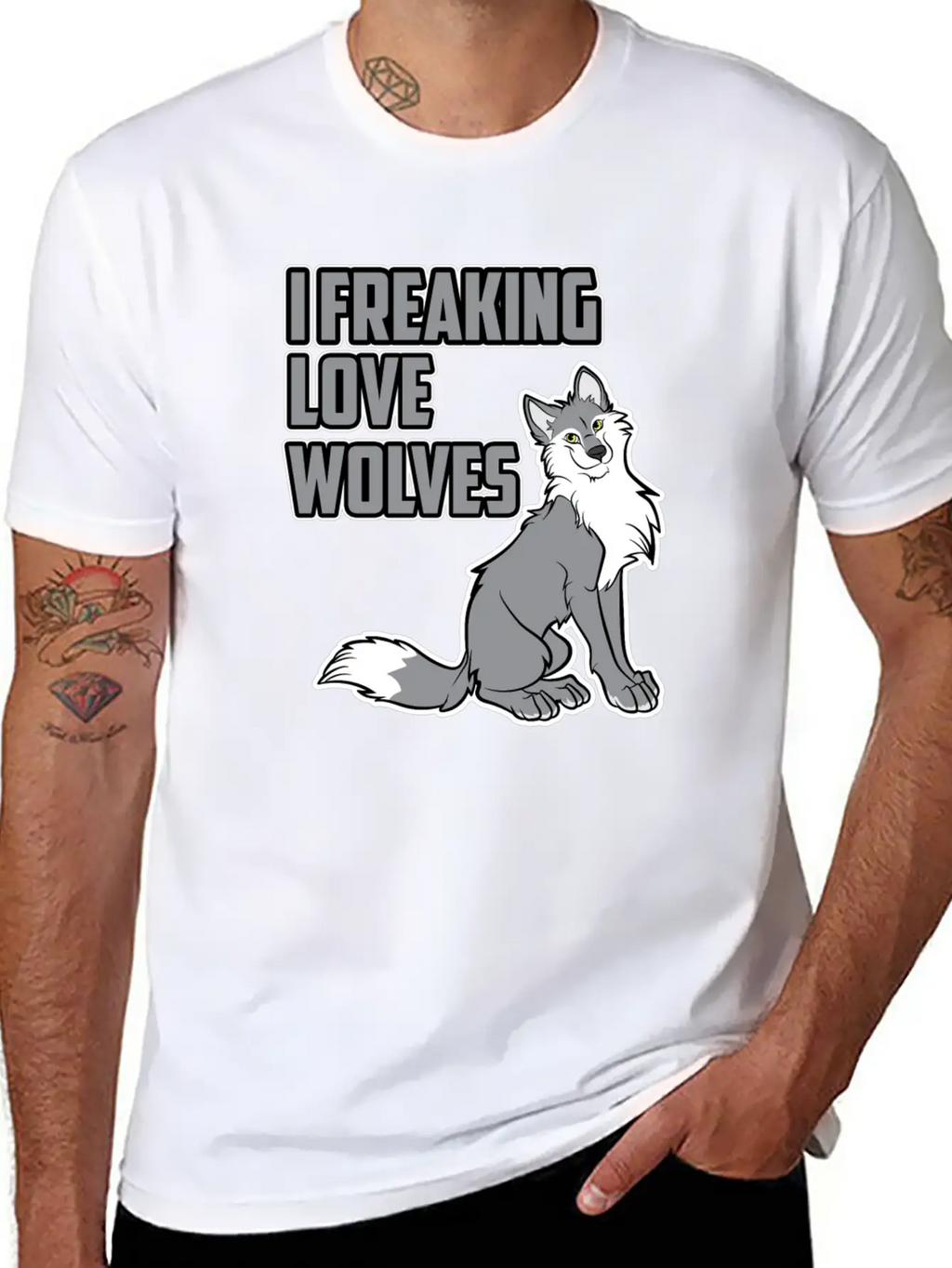 Wolf I Freaking Love Wolves Heart Women Men Kids Unisex Casual T-Shirt – Clean Design For Daily Comfort