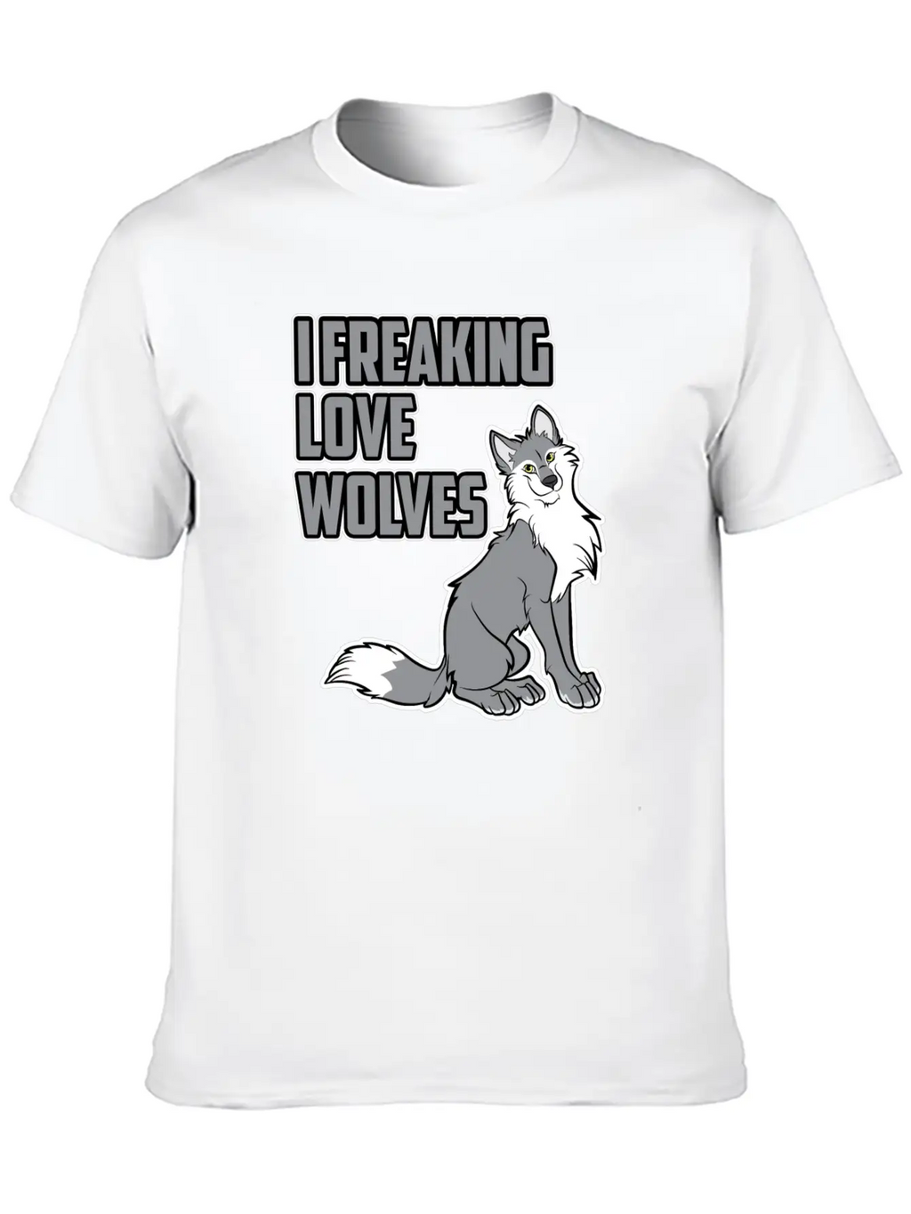 Wolf I Freaking Love Wolves Heart Women Men Kids Unisex Casual T-Shirt – Clean Design For Daily Comfort