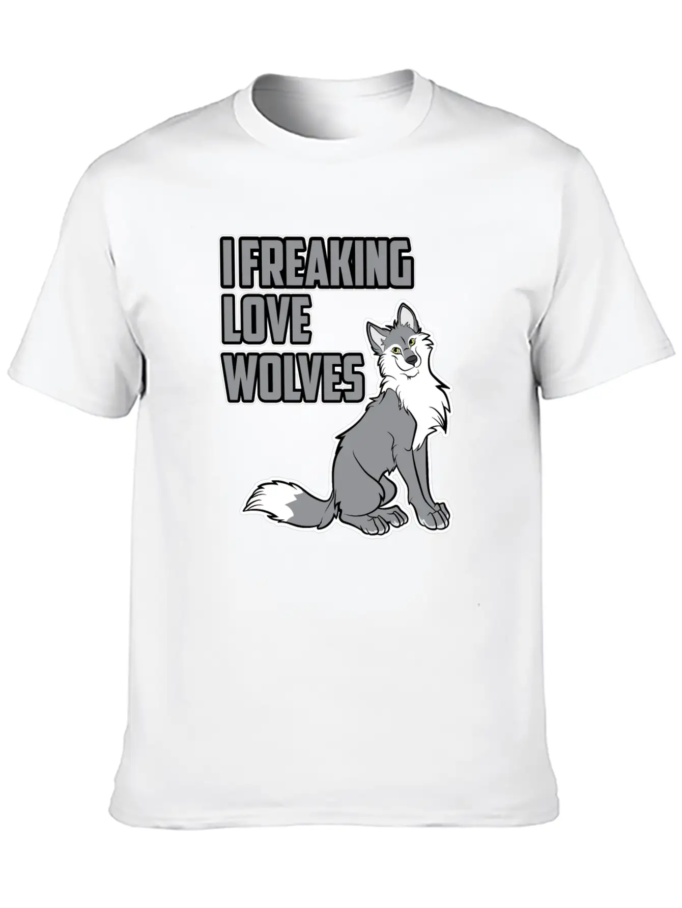 Wolf I Freaking Love Wolves Heart Women Men Kids Unisex Casual T-Shirt – Clean Design For Daily Comfort