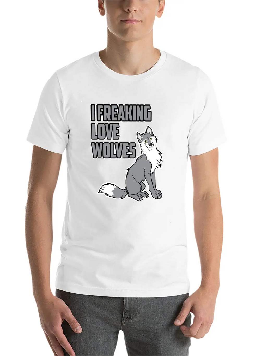 Wolf I Freaking Love Wolves Heart Women Men Kids Unisex Casual T-Shirt – Clean Design For Daily Comfort