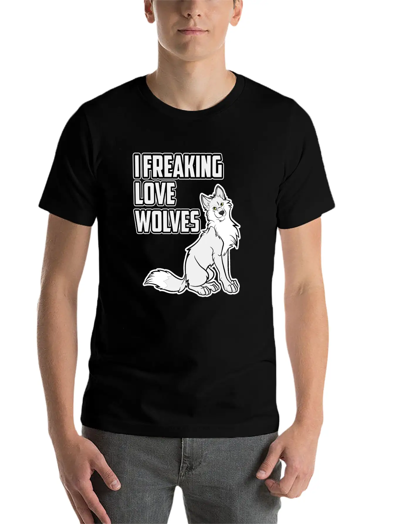 Wolf I Freaking Love Wolves Heart Women Men Kids Unisex Casual T-Shirt – Clean Design For Daily Comfort