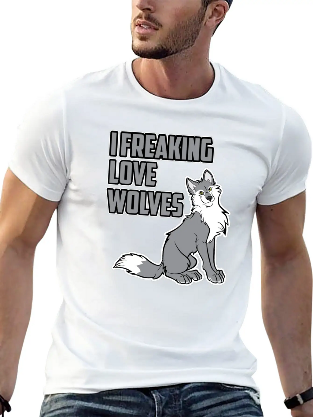 Wolf I Freaking Love Wolves Heart Women Men Kids Unisex Casual T-Shirt – Clean Design For Daily Comfort
