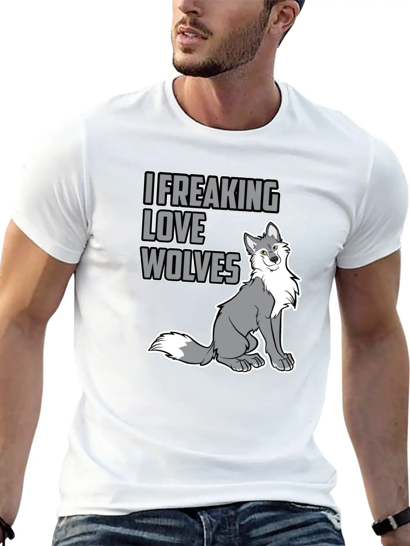 Wolf I Freaking Love Wolves Heart Women Men Kids Unisex Casual T-Shirt – Clean Design For Daily Comfort