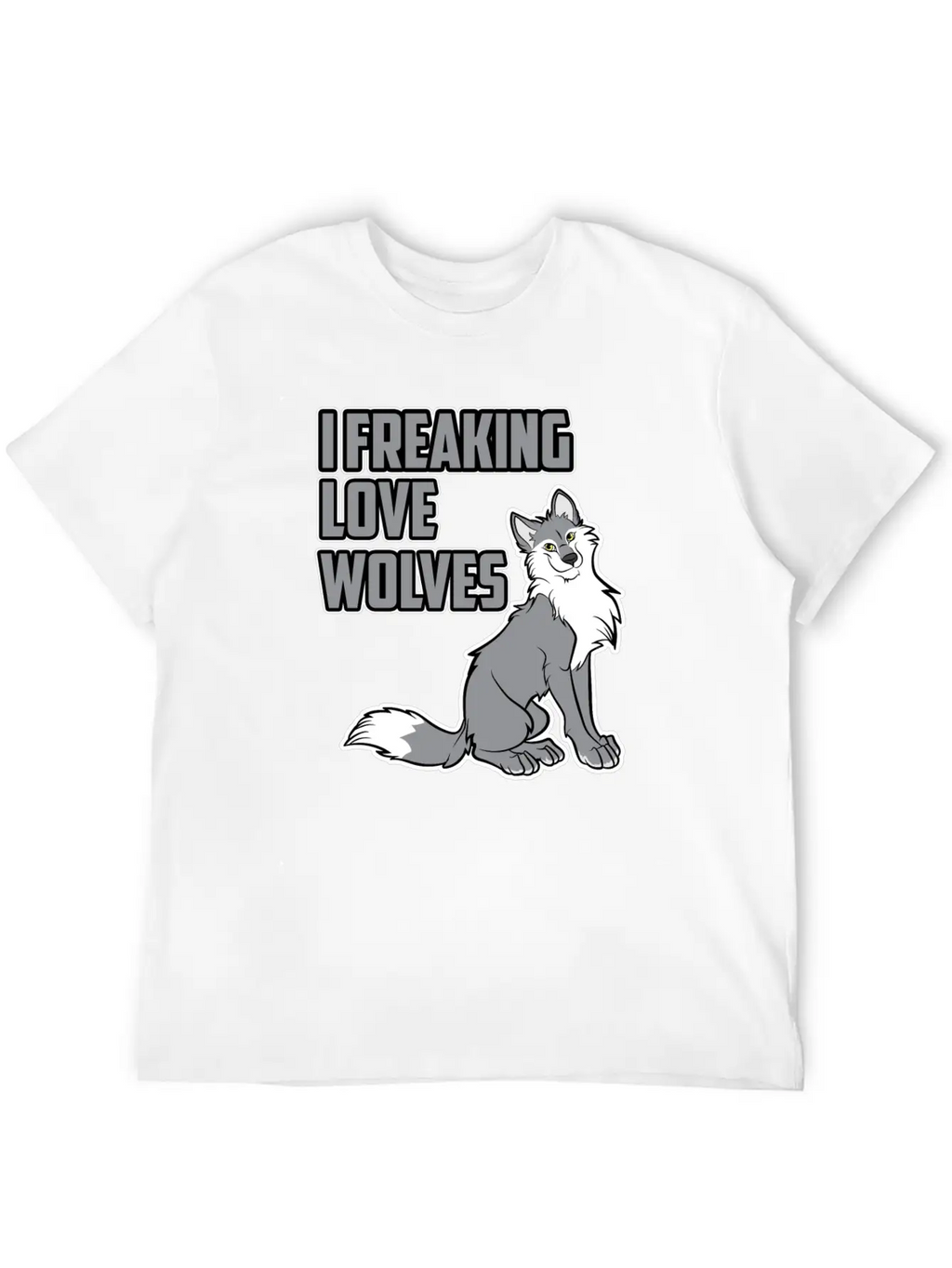 Wolf I Freaking Love Wolves Heart Women Men Kids Unisex Casual T-Shirt – Clean Design For Daily Comfort