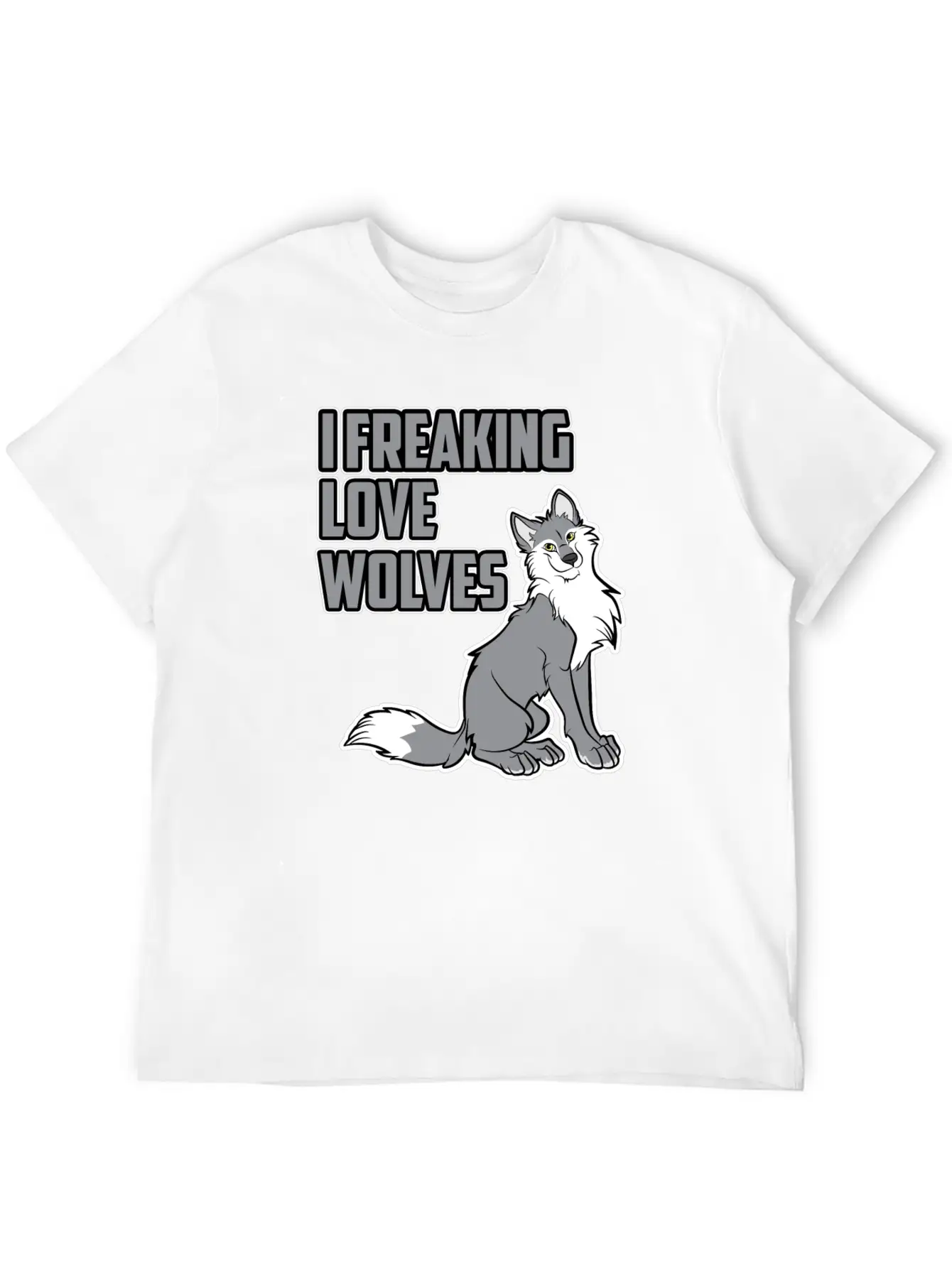 Wolf I Freaking Love Wolves Heart Women Men Kids Unisex Casual T-Shirt – Clean Design For Daily Comfort