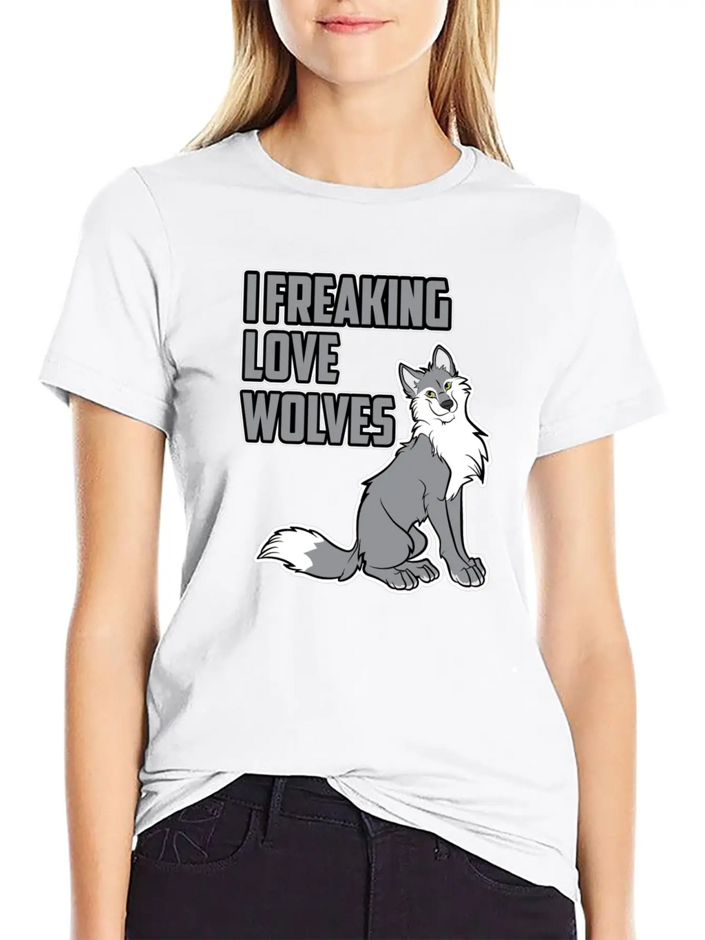 Wolf I Freaking Love Wolves Heart Women Men Kids Unisex Casual T-Shirt – Clean Design For Daily Comfort