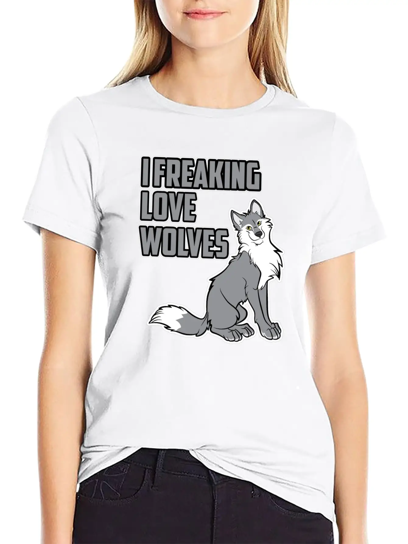 Wolf I Freaking Love Wolves Heart Women Men Kids Unisex Casual T-Shirt – Clean Design For Daily Comfort