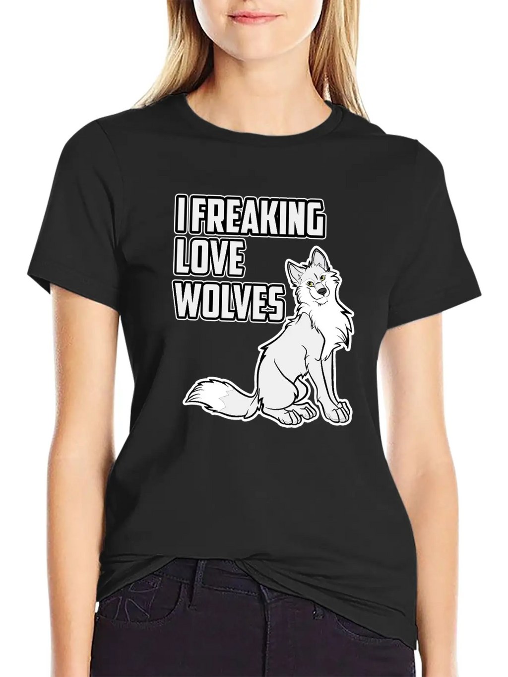Wolf I Freaking Love Wolves Heart Women Men Kids Unisex Casual T-Shirt – Clean Design For Daily Comfort