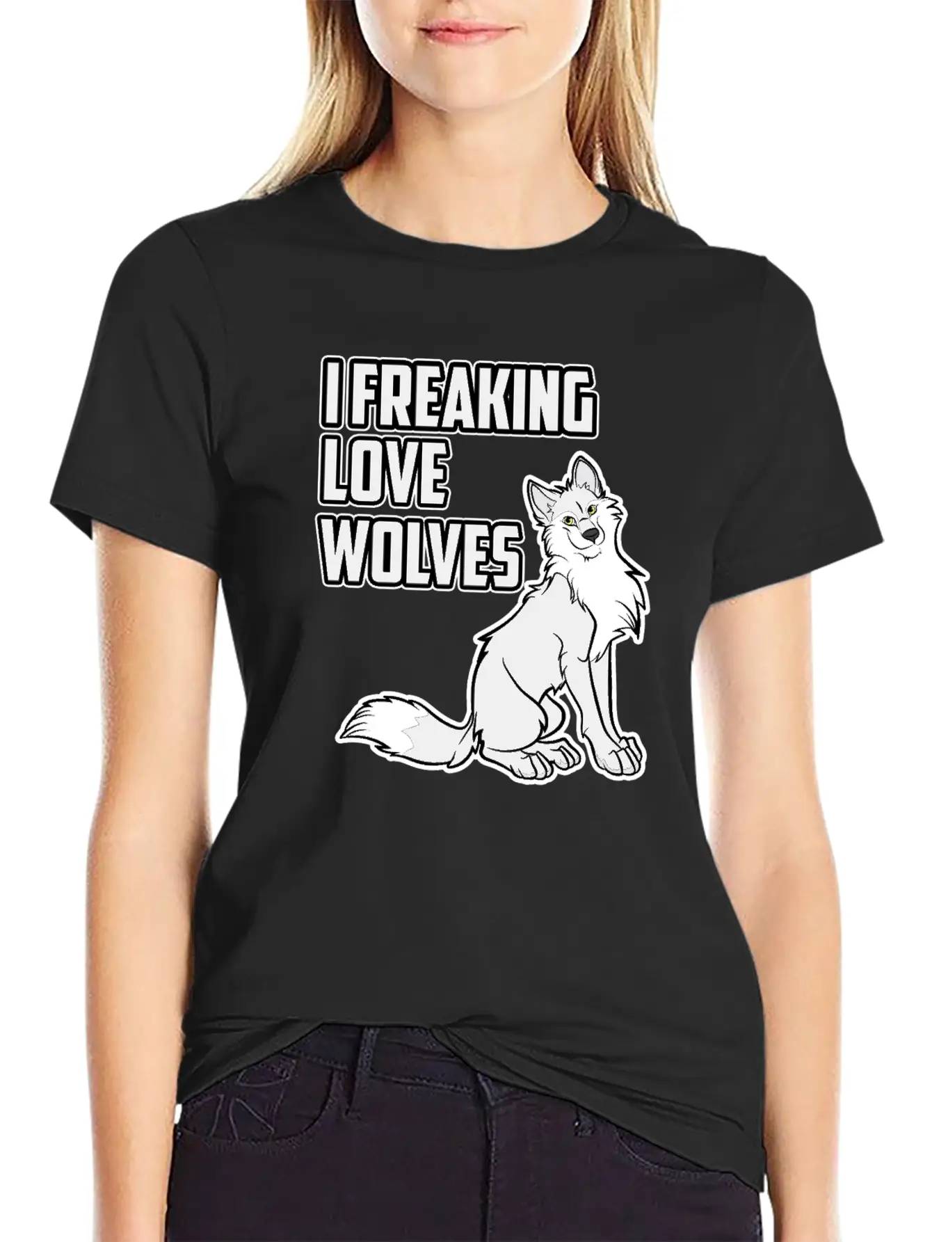 Wolf I Freaking Love Wolves Heart Women Men Kids Unisex Casual T-Shirt – Clean Design For Daily Comfort