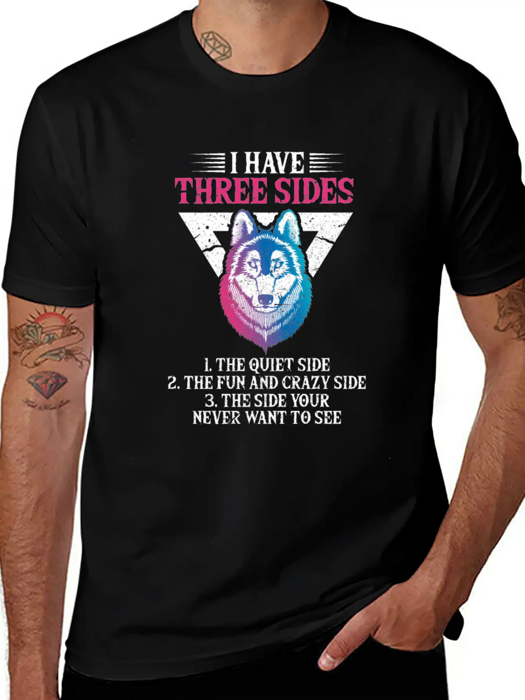 Wolf I Have Three Sides Breathable Soft Cotton T-Shirt – Timeless Casual Look