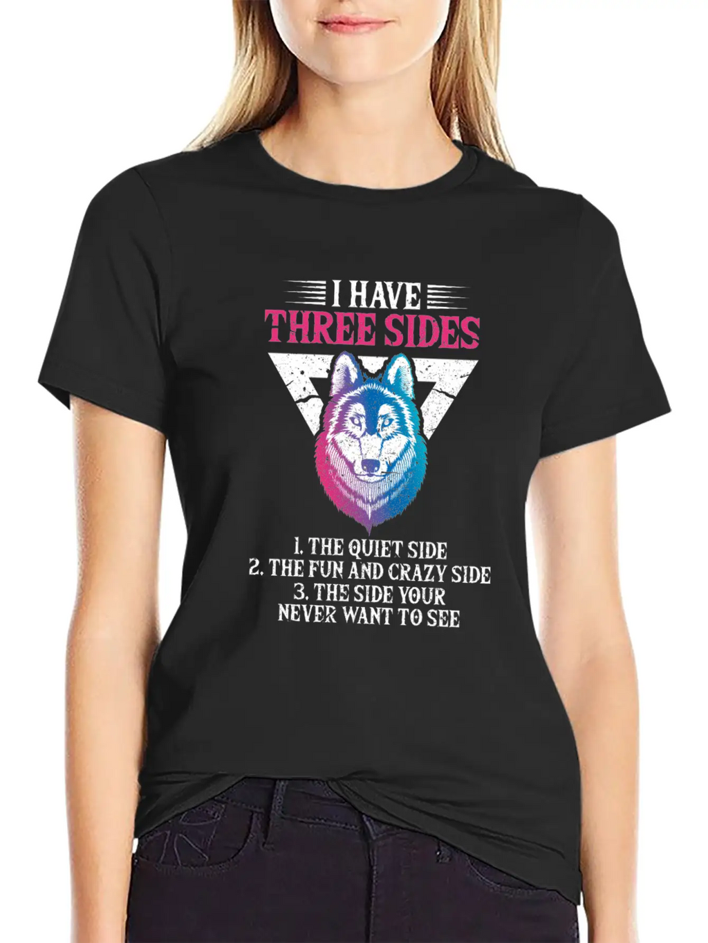 Wolf I Have Three Sides Breathable Soft Cotton T-Shirt – Timeless Casual Look