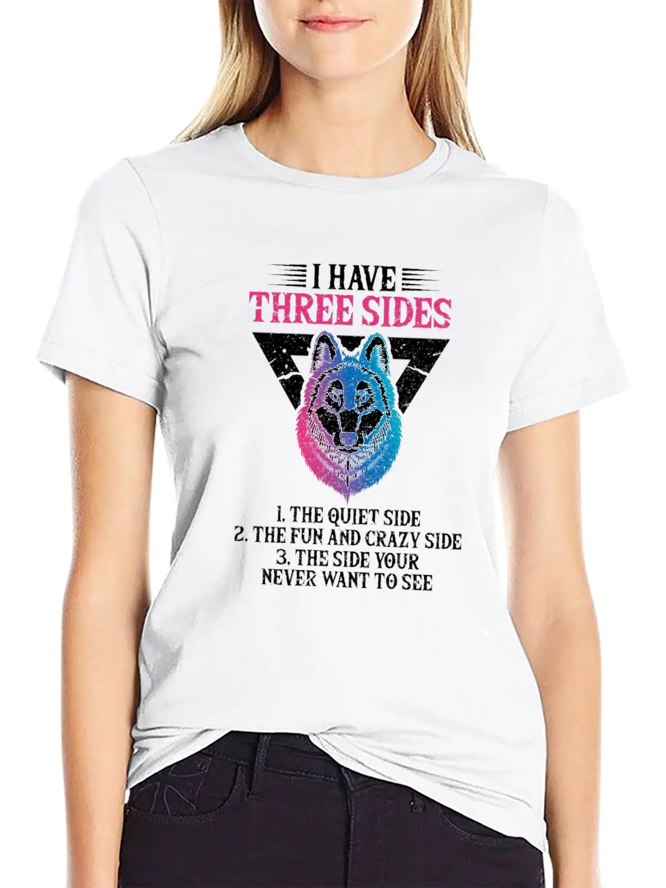 Wolf I Have Three Sides Breathable Soft Cotton T-Shirt – Timeless Casual Look