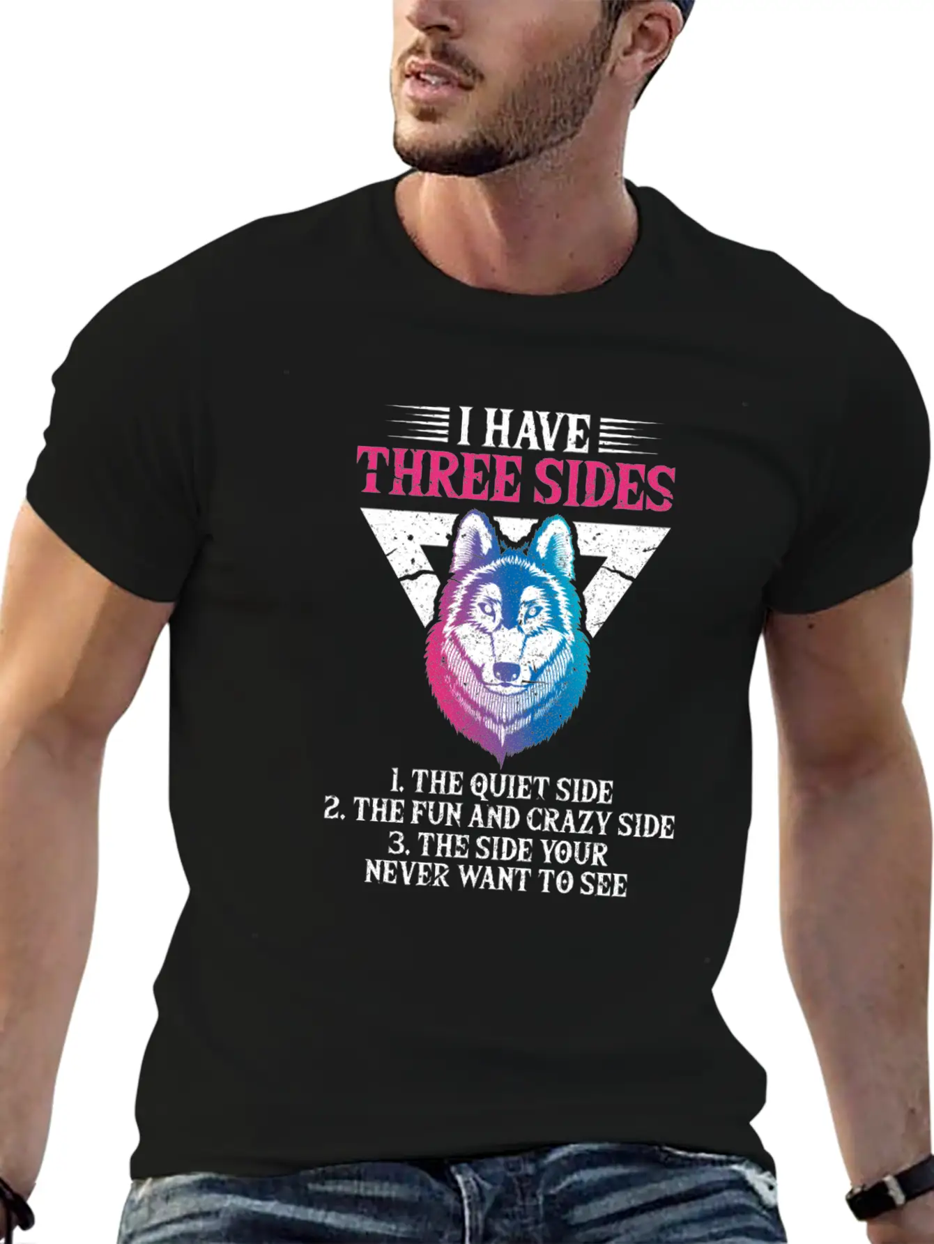 Wolf I Have Three Sides Breathable Soft Cotton T-Shirt – Timeless Casual Look