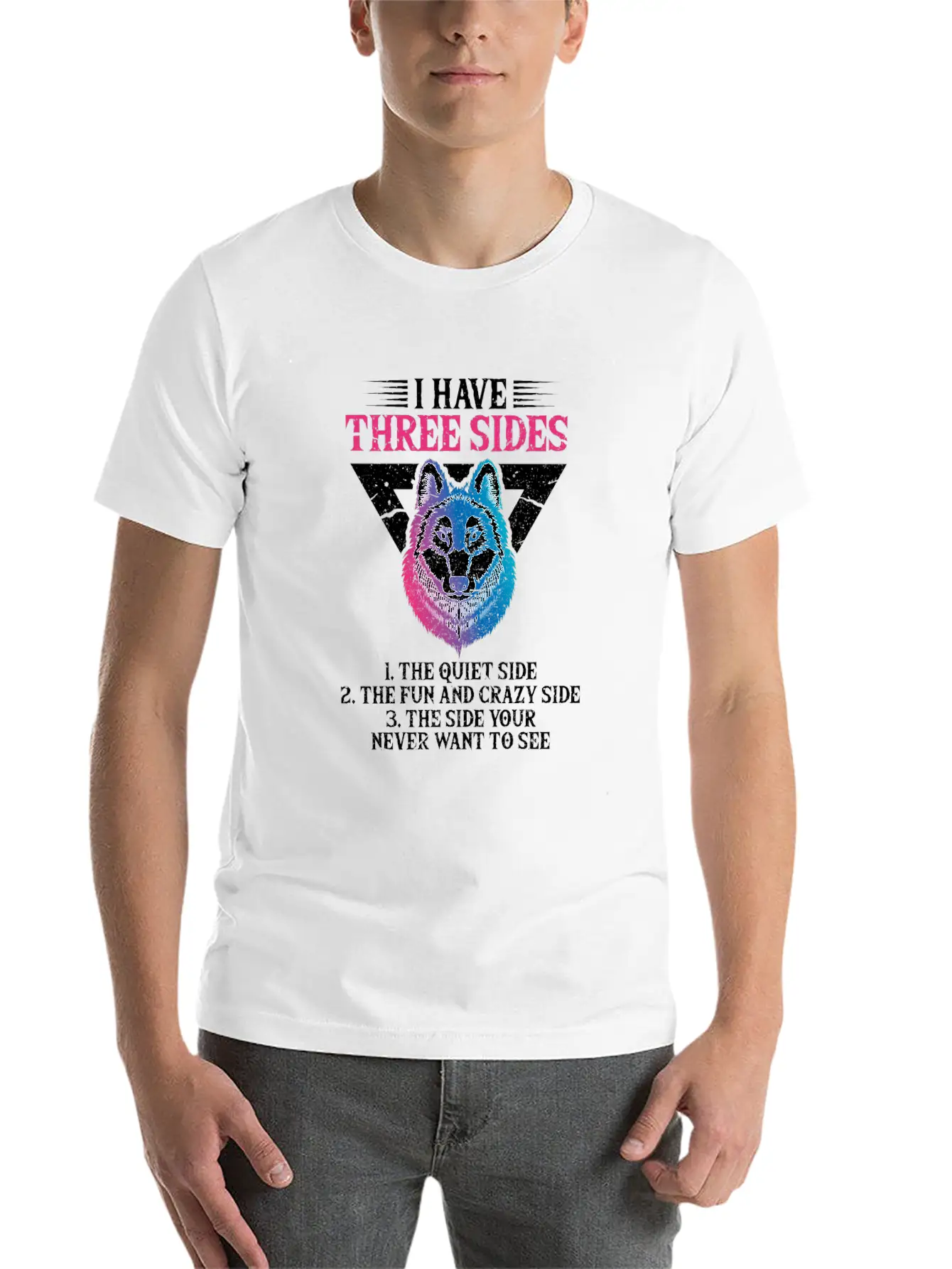 Wolf I Have Three Sides Breathable Soft Cotton T-Shirt – Timeless Casual Look