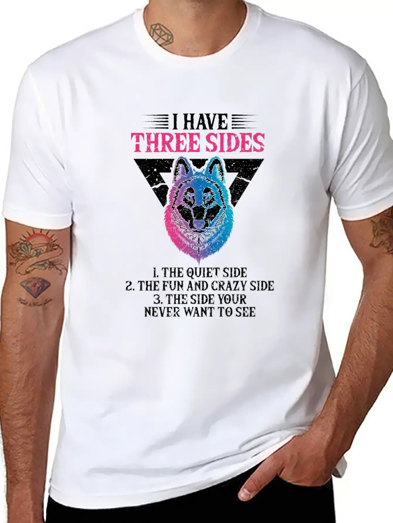 Wolf I Have Three Sides Breathable Soft Cotton T-Shirt – Timeless Casual Look
