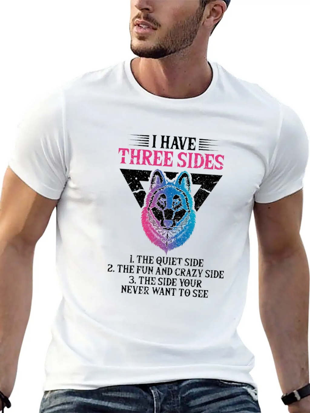 Wolf I Have Three Sides Breathable Soft Cotton T-Shirt – Timeless Casual Look