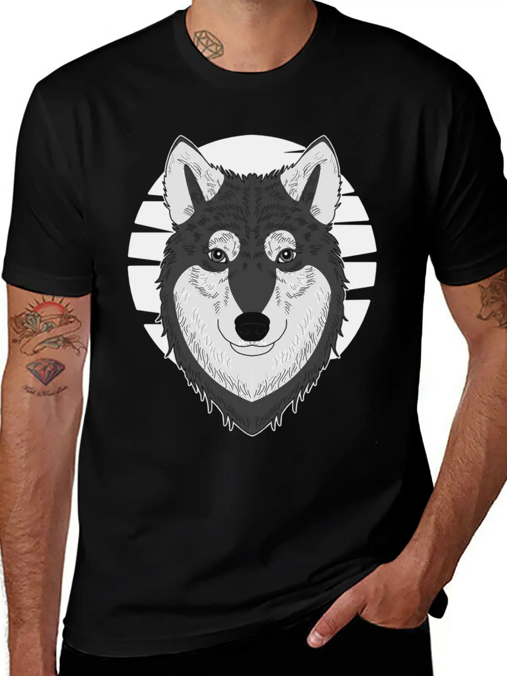 Wolf Motif Predator Pet Face Wolfs Raptor Imprint Unisex Casual T-Shirt – Clean Design For Daily Comfort