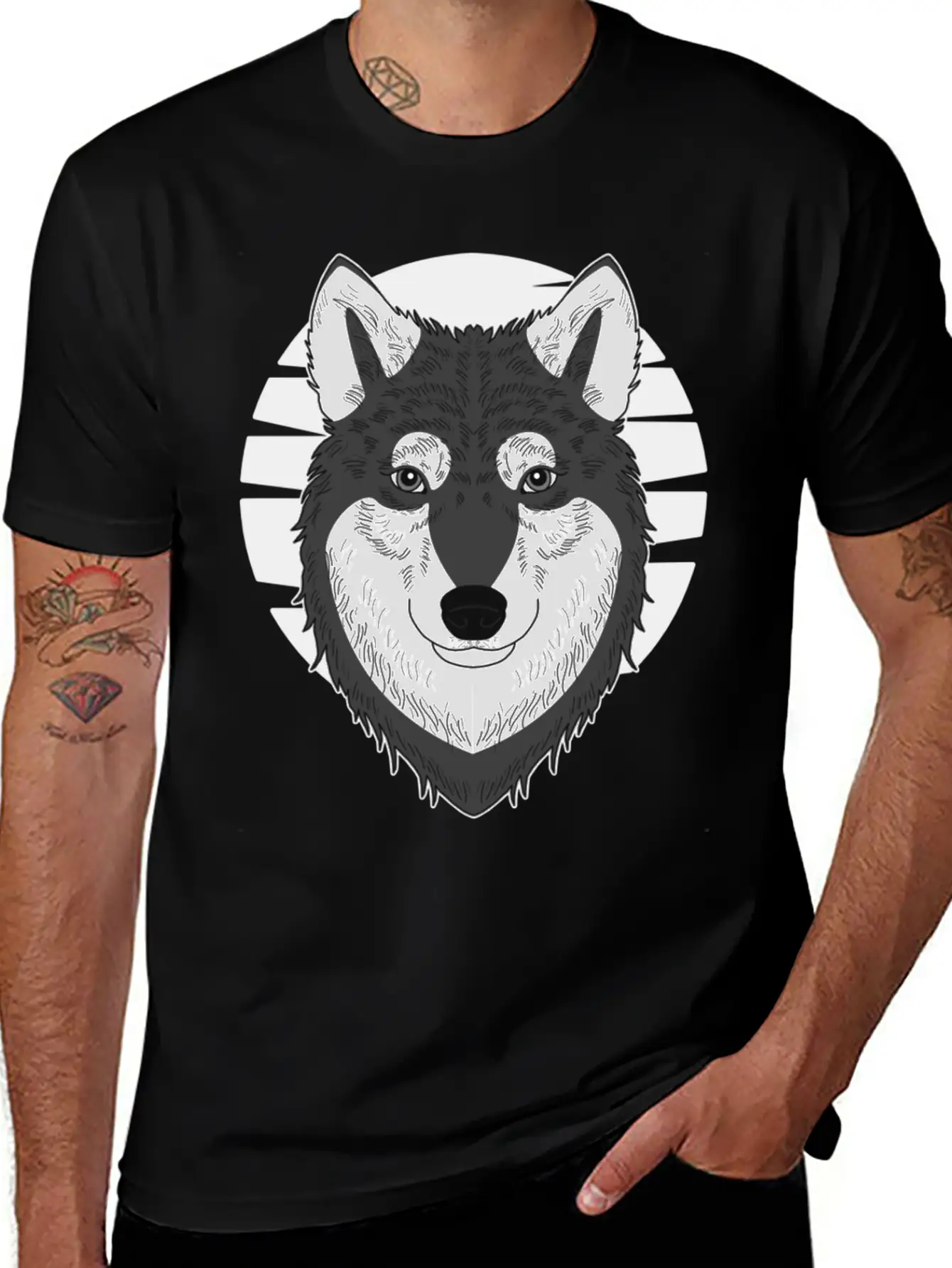 Wolf Motif Predator Pet Face Wolfs Raptor Imprint Unisex Casual T-Shirt – Clean Design For Daily Comfort