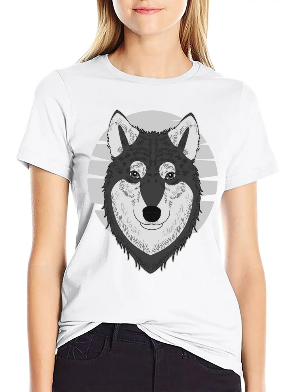 Wolf Motif Predator Pet Face Wolfs Raptor Imprint Unisex Casual T-Shirt – Clean Design For Daily Comfort