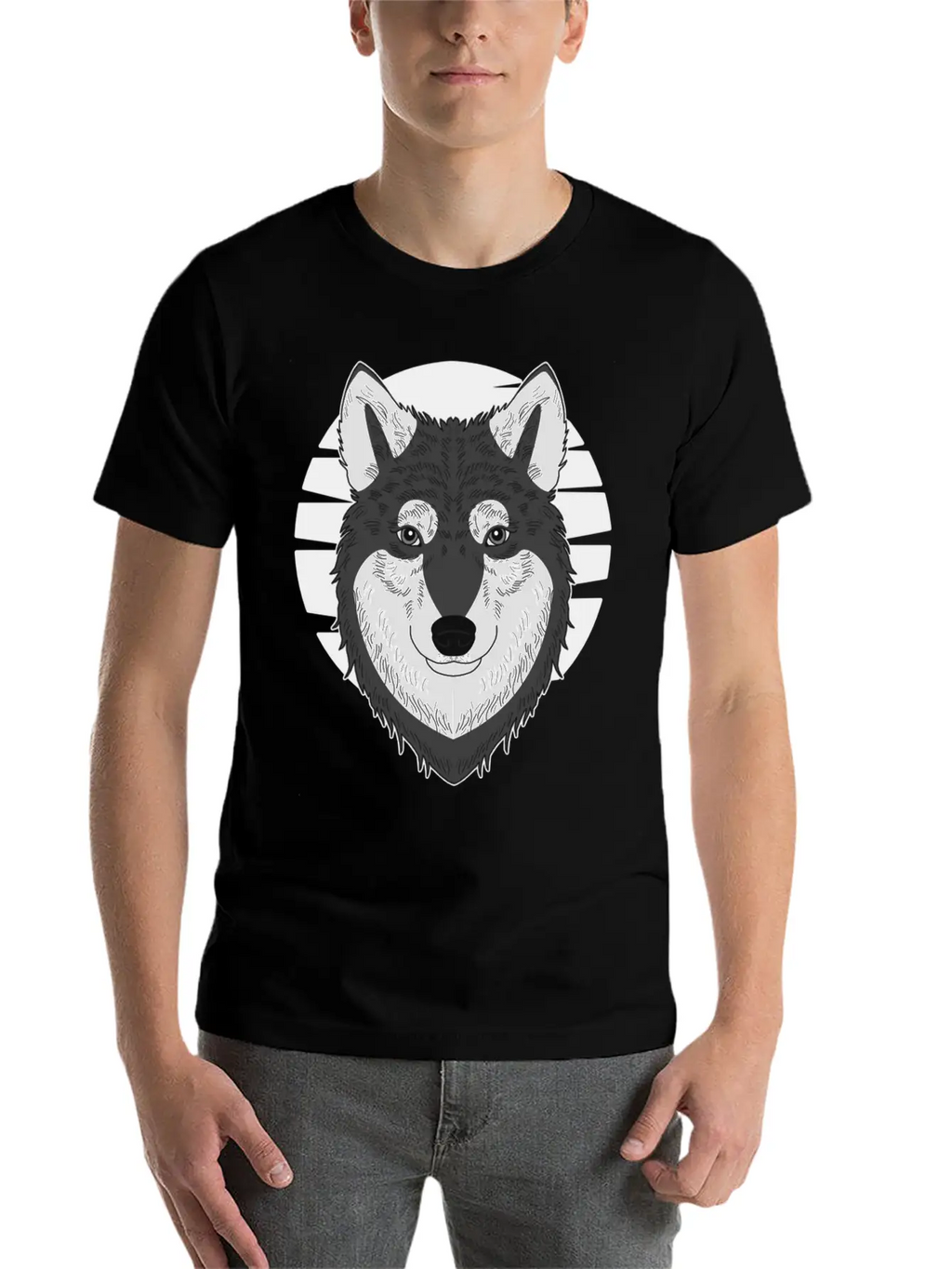Wolf Motif Predator Pet Face Wolfs Raptor Imprint Unisex Casual T-Shirt – Clean Design For Daily Comfort