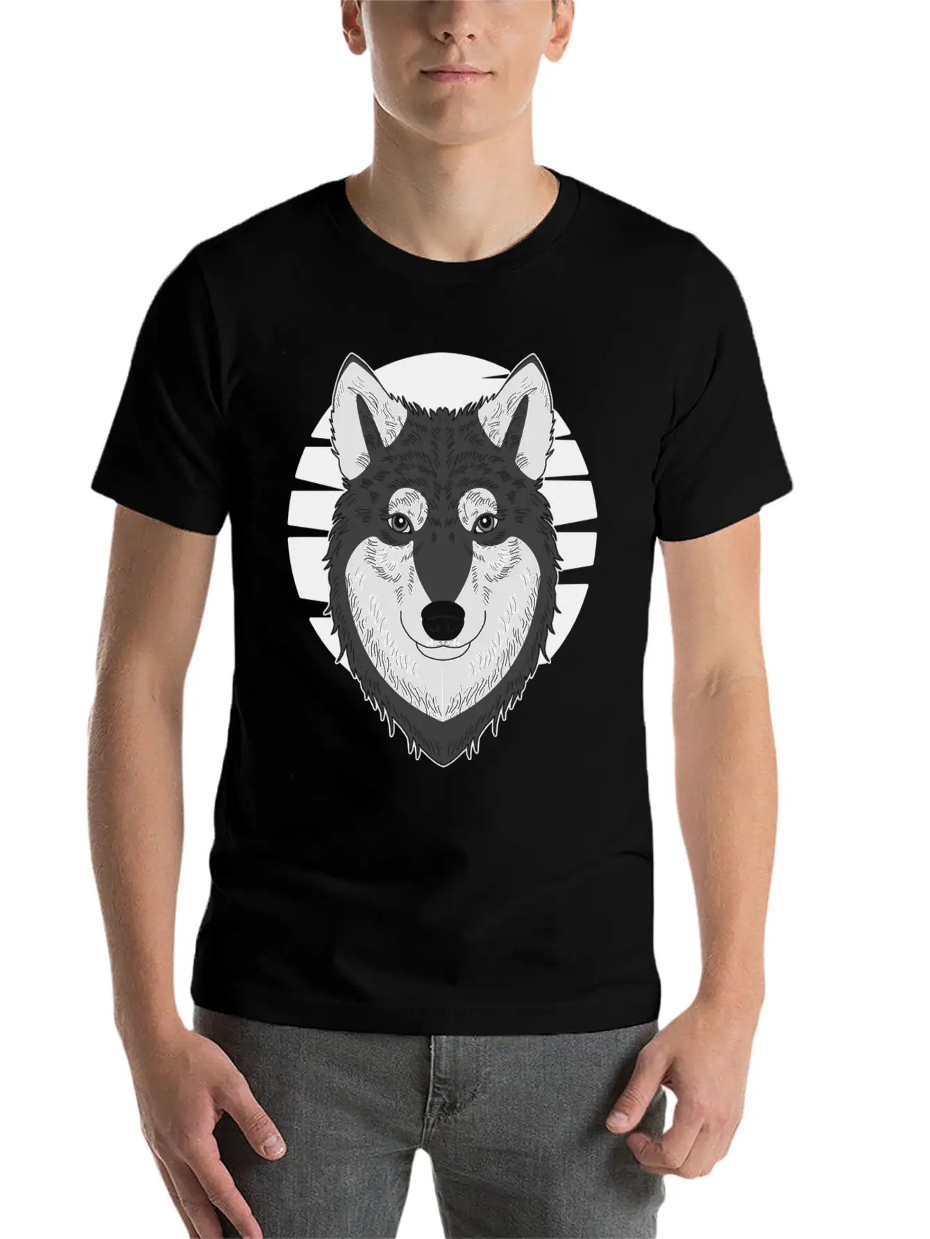 Wolf Motif Predator Pet Face Wolfs Raptor Imprint Unisex Casual T-Shirt – Clean Design For Daily Comfort